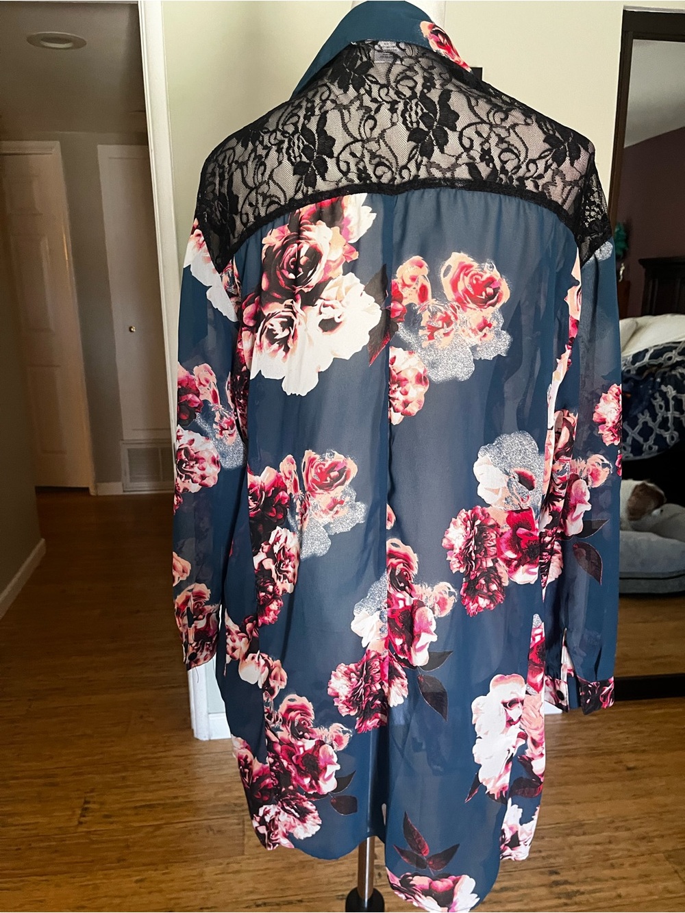 Band of Gypsies Teal Open Front Kimono - Picture 4 of 7